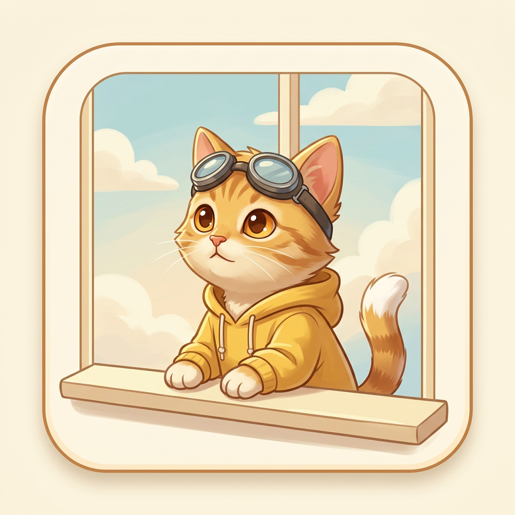 Kit the weather cat watching clouds from a window