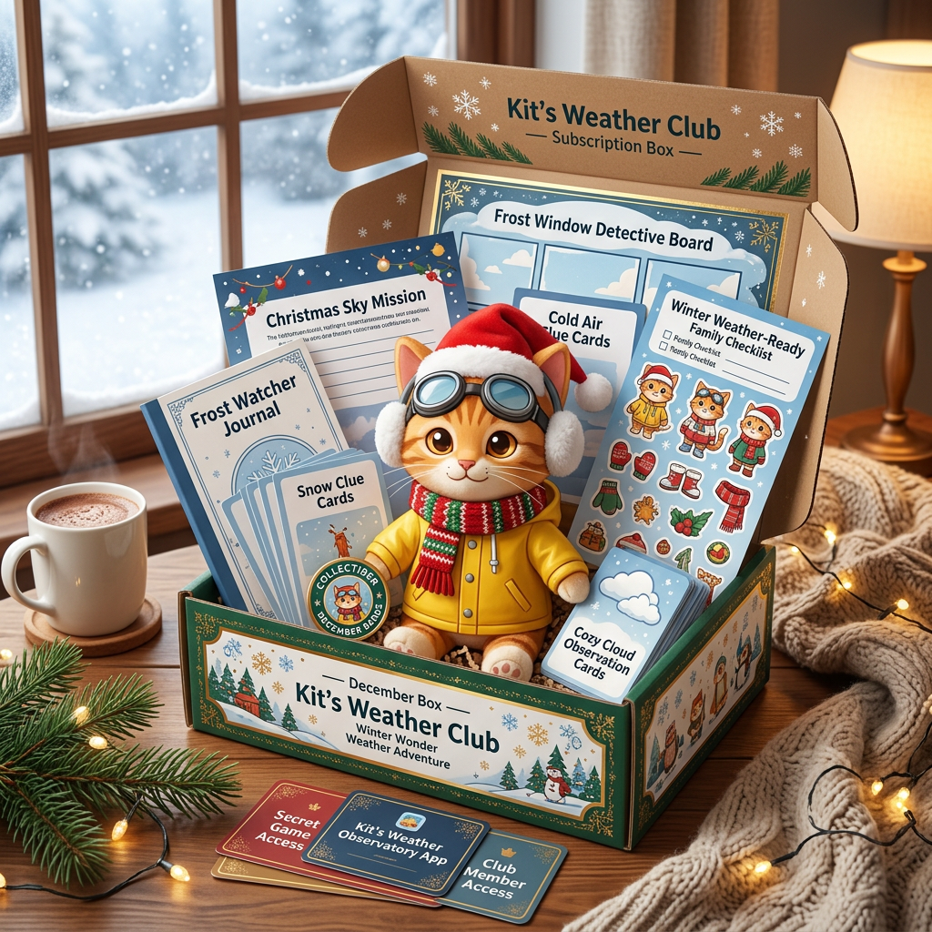 Kit's Weather Club December Box — Winter Wonder Weather Adventure, a cozy seasonal product mockup.